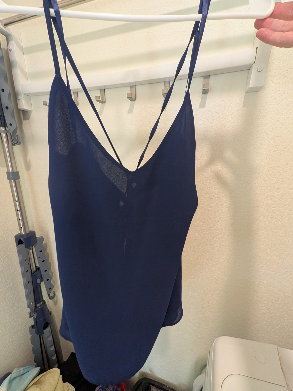 Navy V-Neck Cami Top With Adjustable Strapa